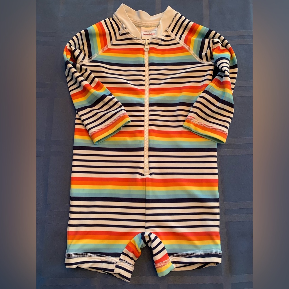 Hanna Andersson Blue and Orange Rashguard with Long Sleeves